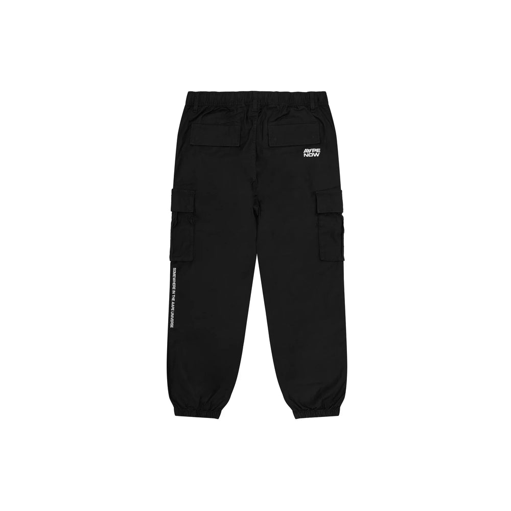 AAPE-NOW-Moonface-Logo-Cargo-Pants-‘Black’-2