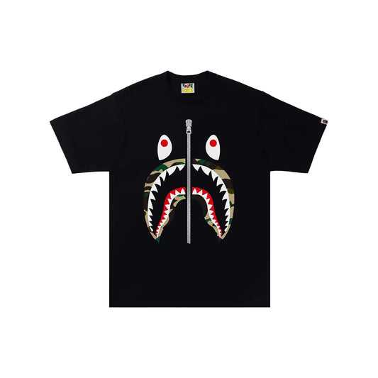 BAPE-1st-Camo-Shark-Tee-‘Black—Yellow’-1