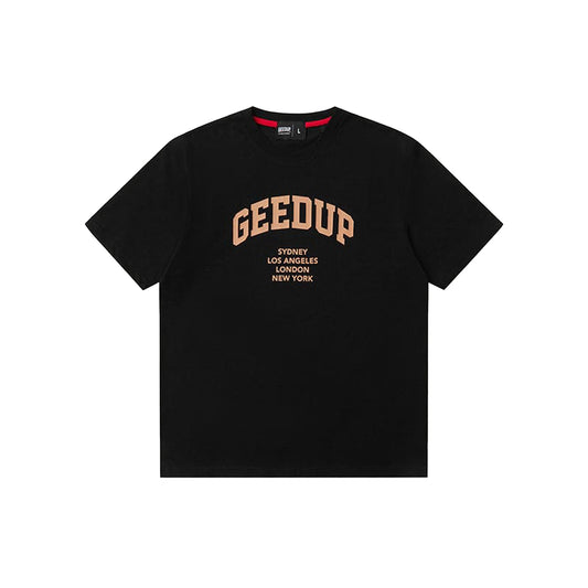 Geedup-x-Arrdee-Cities-T-Shirt-‘Black-/-Peach’-1