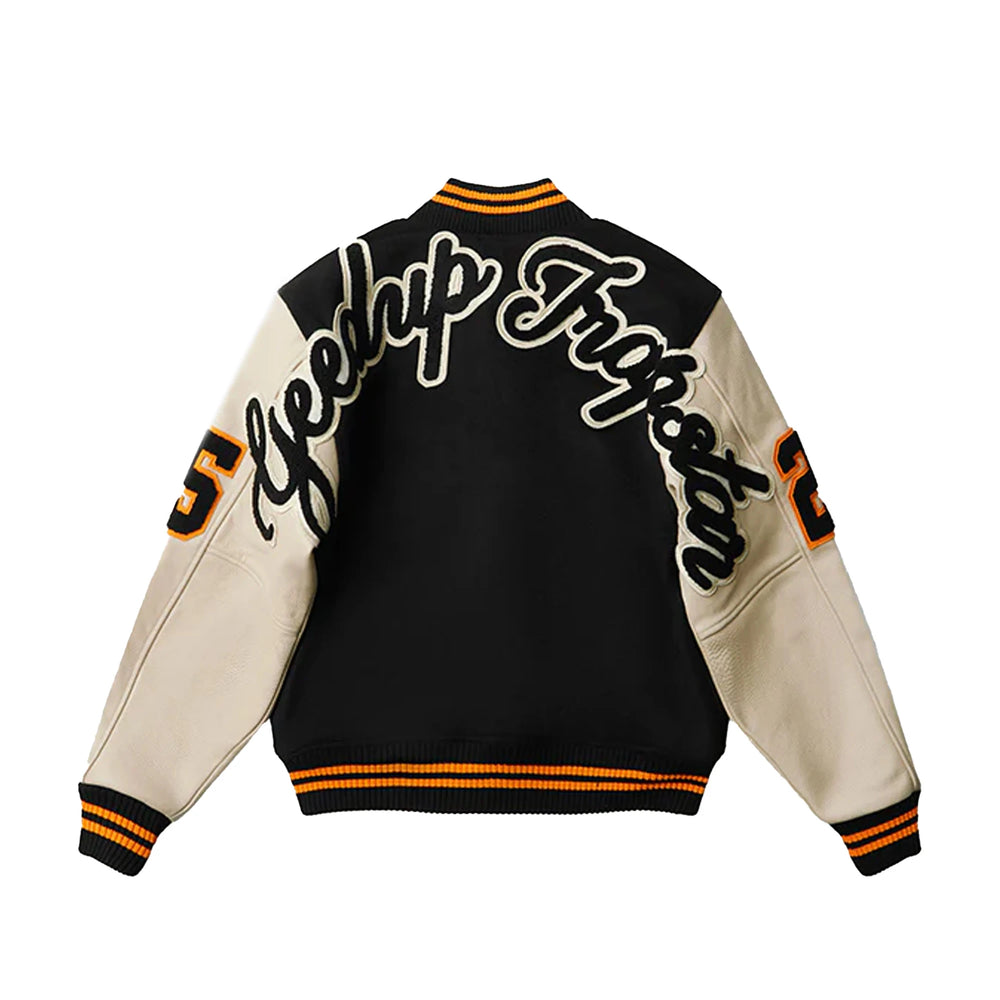 Geedup-x-Trapstar-Letterman-Jacket-Black-Cream-Orange-(2025)-2
