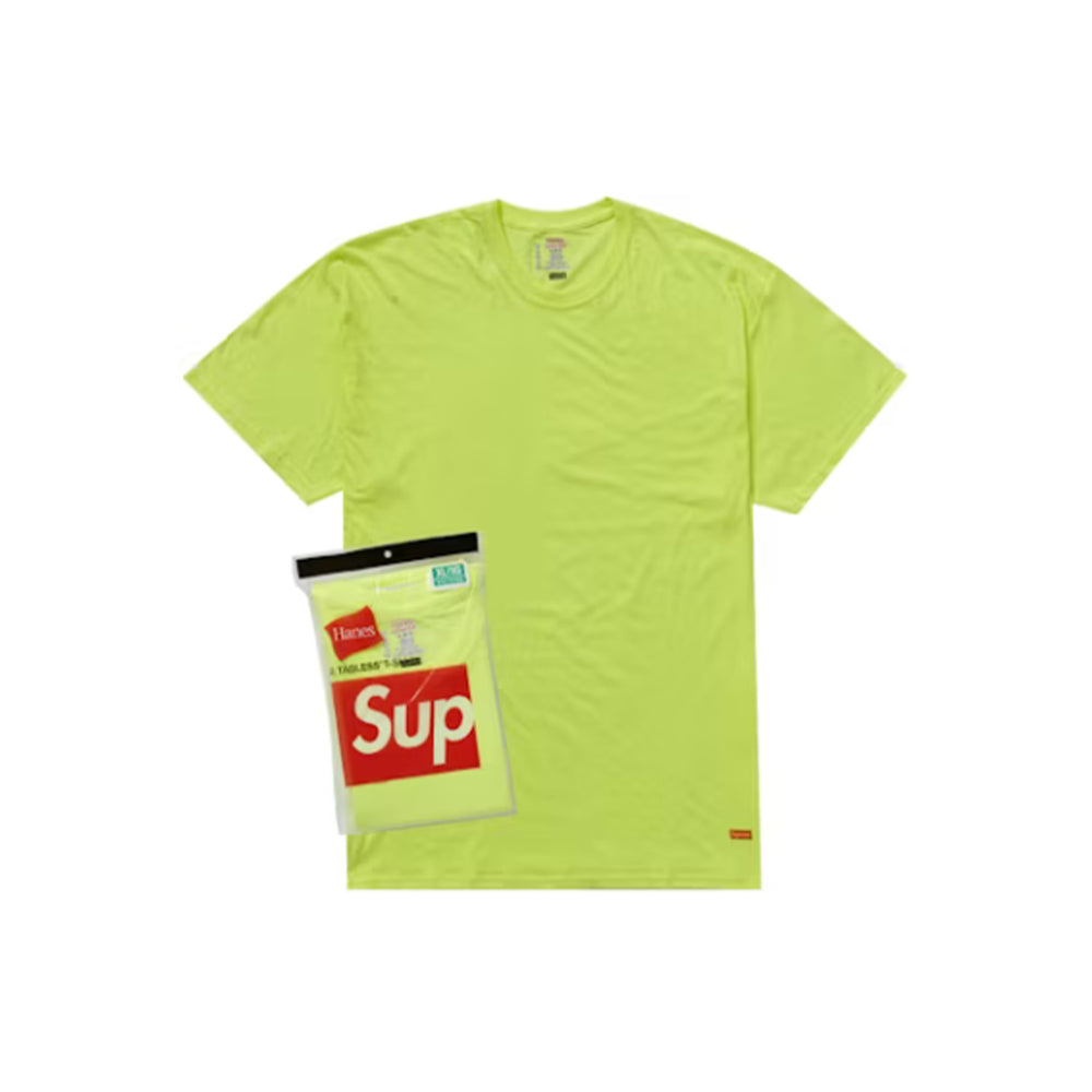 Supreme-Hanes-Tagless-Tees-(2-Pack)-'Flourescent-Yellow'-(2023)