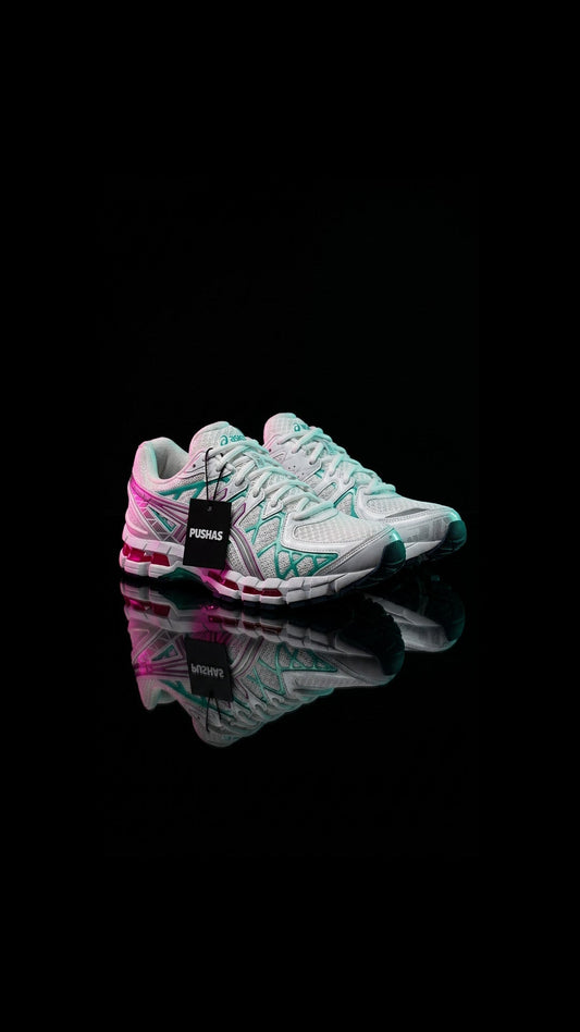 ASICS Gel-Kayano 20 Aurora Green Watermelon 2026 lateral view