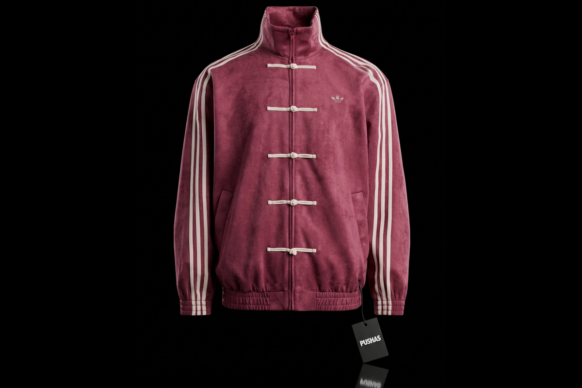 adidas CTT Chinese Track Top 'Collegiate Burgundy' photographed by PUSHAS