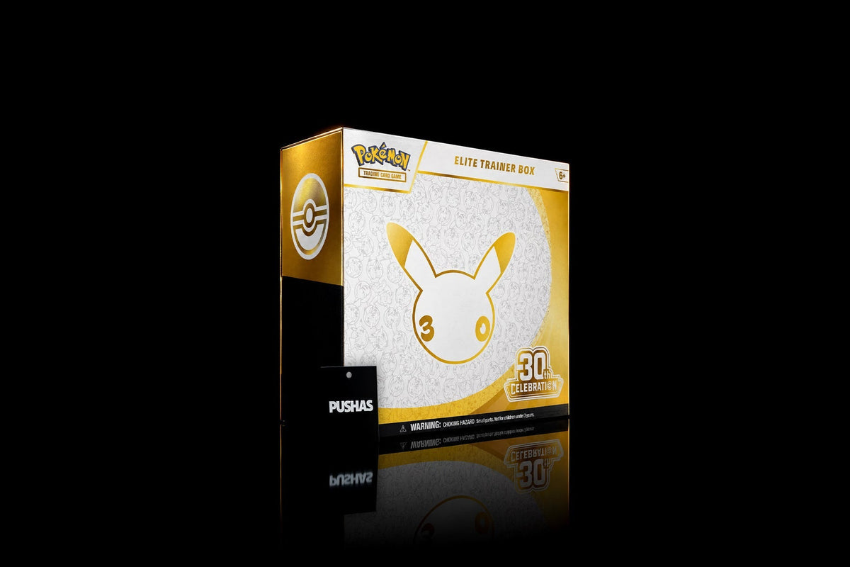 Pokémon TCG 30th Celebration Elite Trainer Box photographed by PUSHAS
