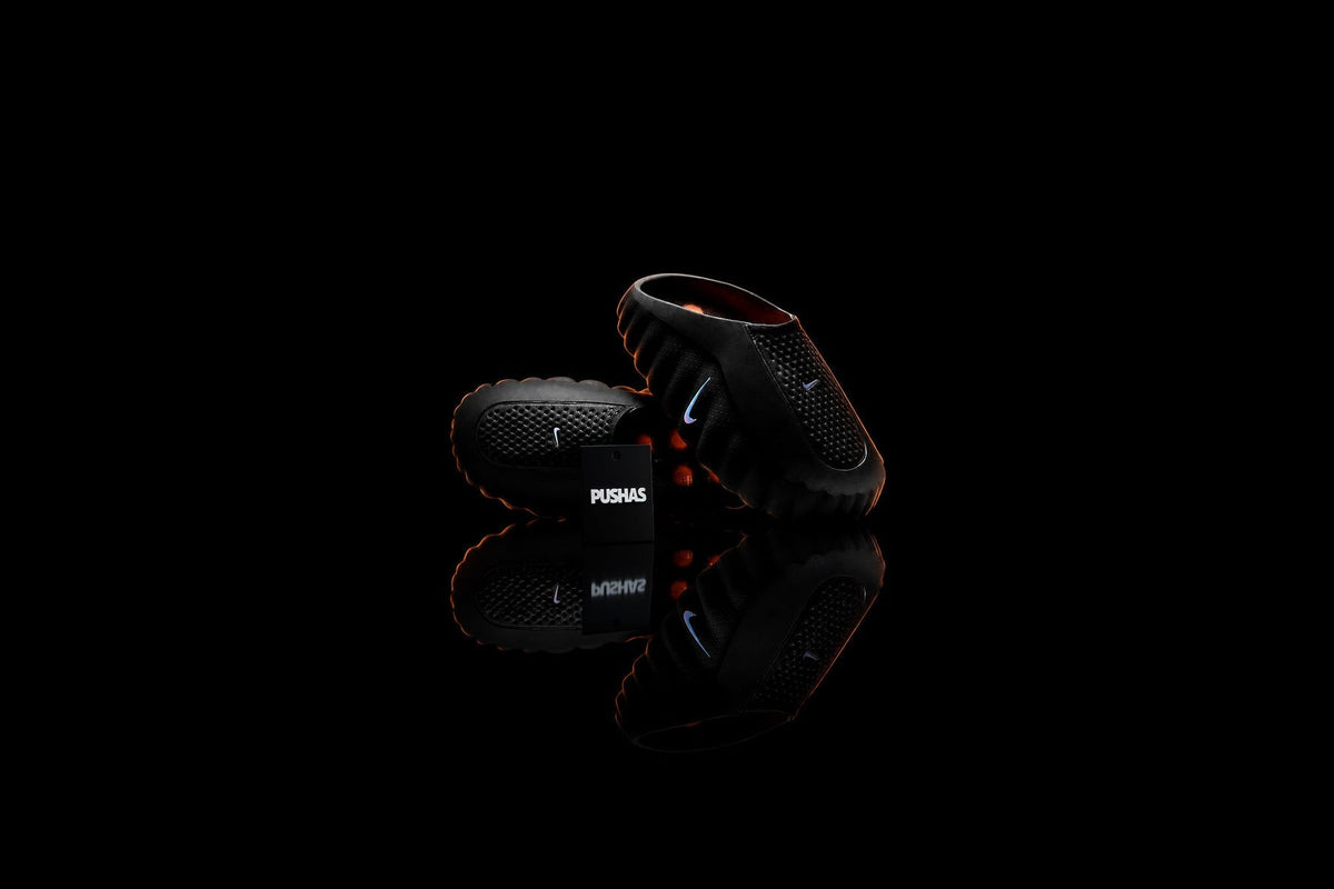 Nike Mind 001 Slide 'Black Chrome' photographed by PUSHAS