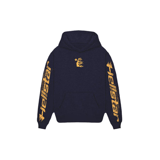 HELLSTAR SPEED HOODIE NAVY GOLD FRONT