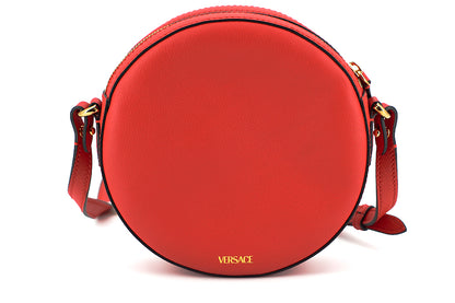 Versace Calf Leather Round Disc Shoulder Bag 'Red'