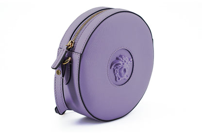 Versace Calf Leather Round Disco Shoulder Bag 'Purple'