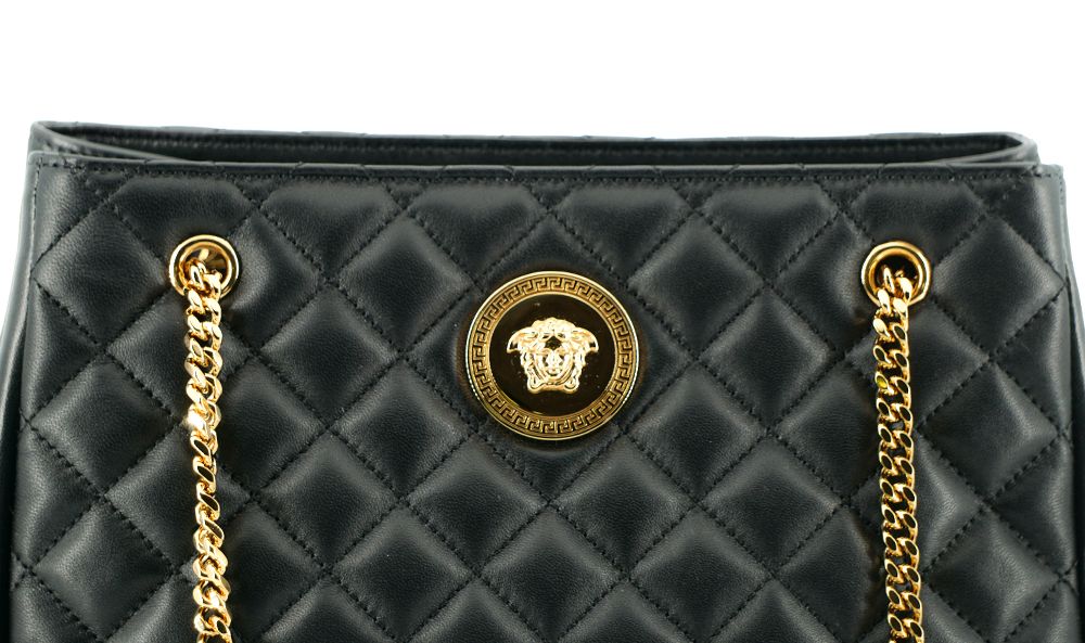 Versace Quilted Nappa Leather Medusa Tote Handbag 'Black'