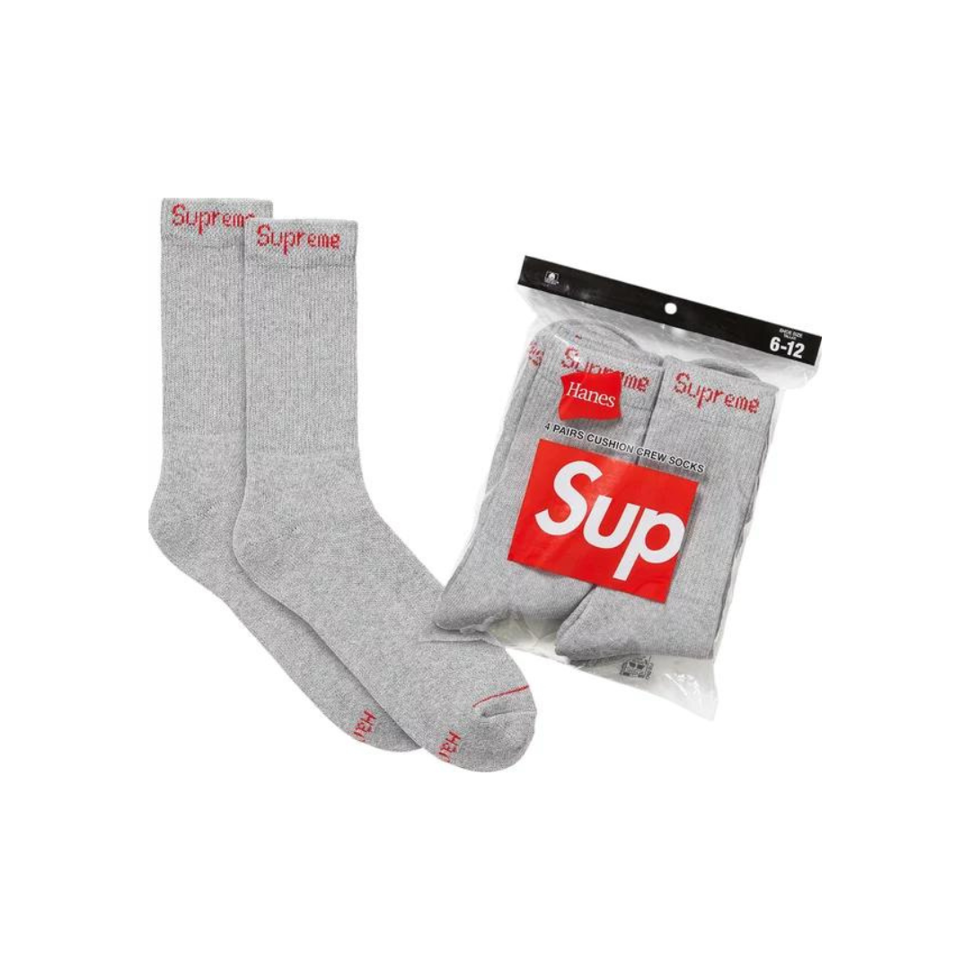 Supreme-Hanes-Crew-Socks-4-Pack-Heather-Grey-2024