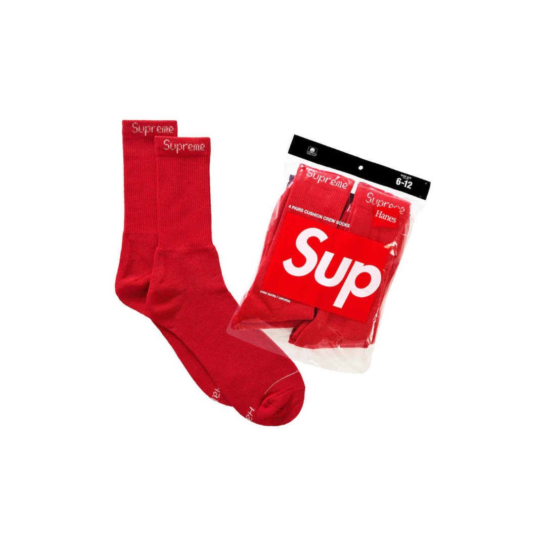 Supreme-Hanes-Crew-Socks-4-Pack-Red-2024