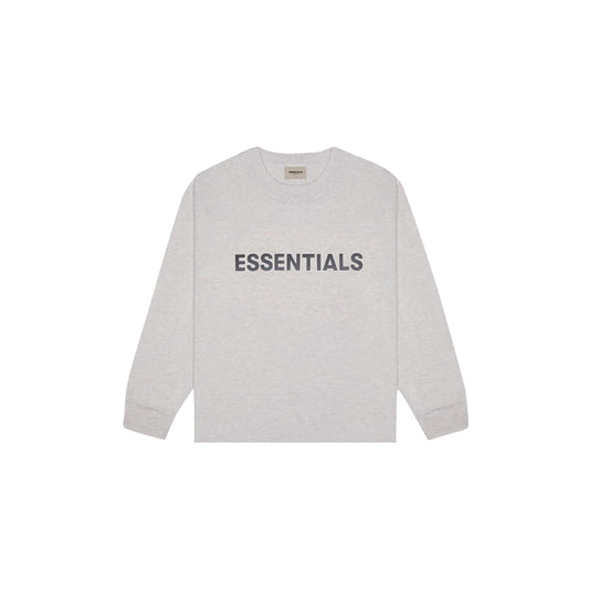 Fear of God Essentials Boxy Long Sleeve T-Shirt Applique Logo 'Light Heather Oatmeal' (2020)