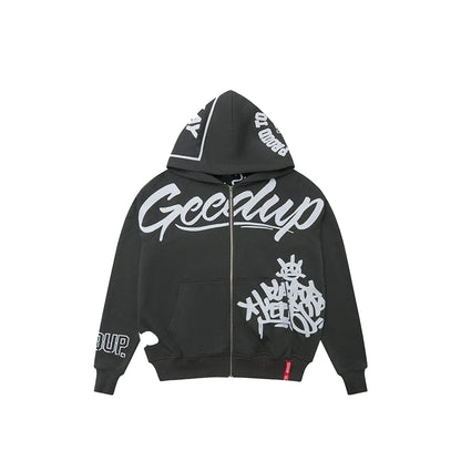 Geedup Multi-Logo Zip Jacket 'Charcoal / White'