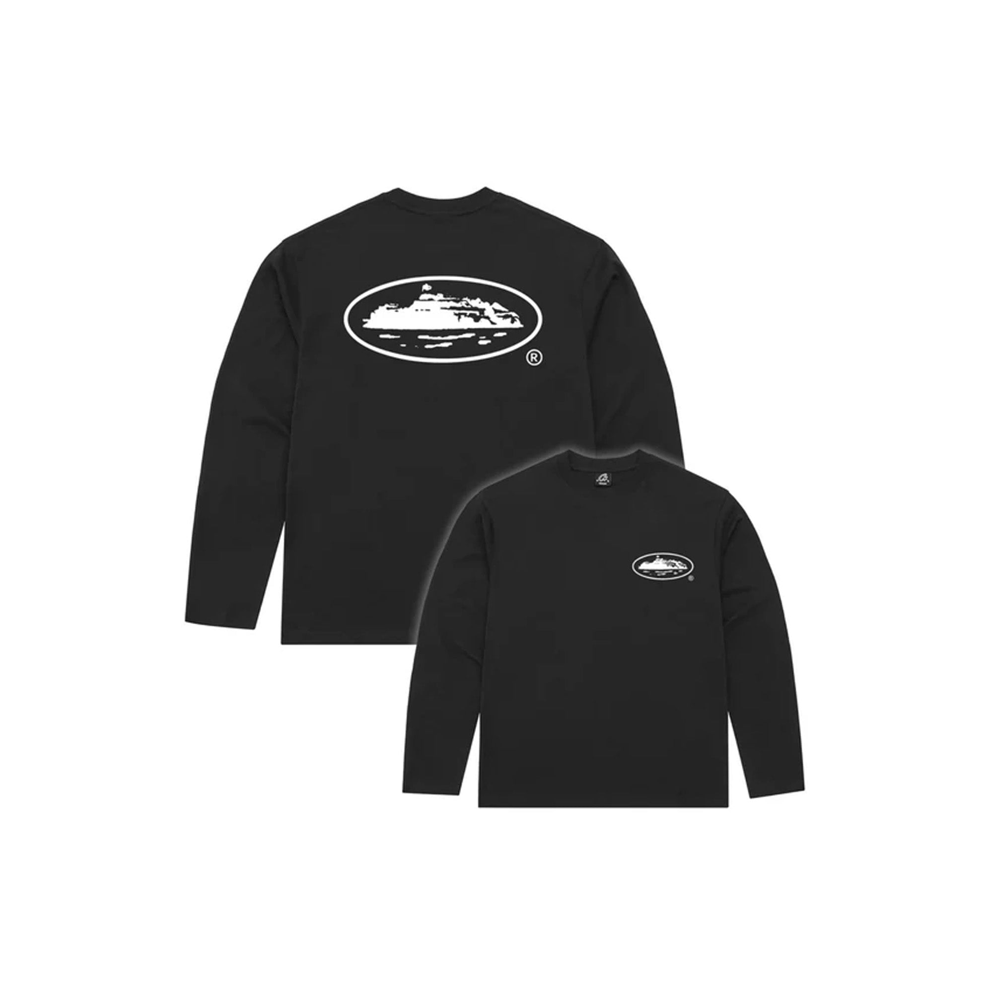 Corteiz-OG-Island-Longsleeve-Tee-‘Black’-front-back