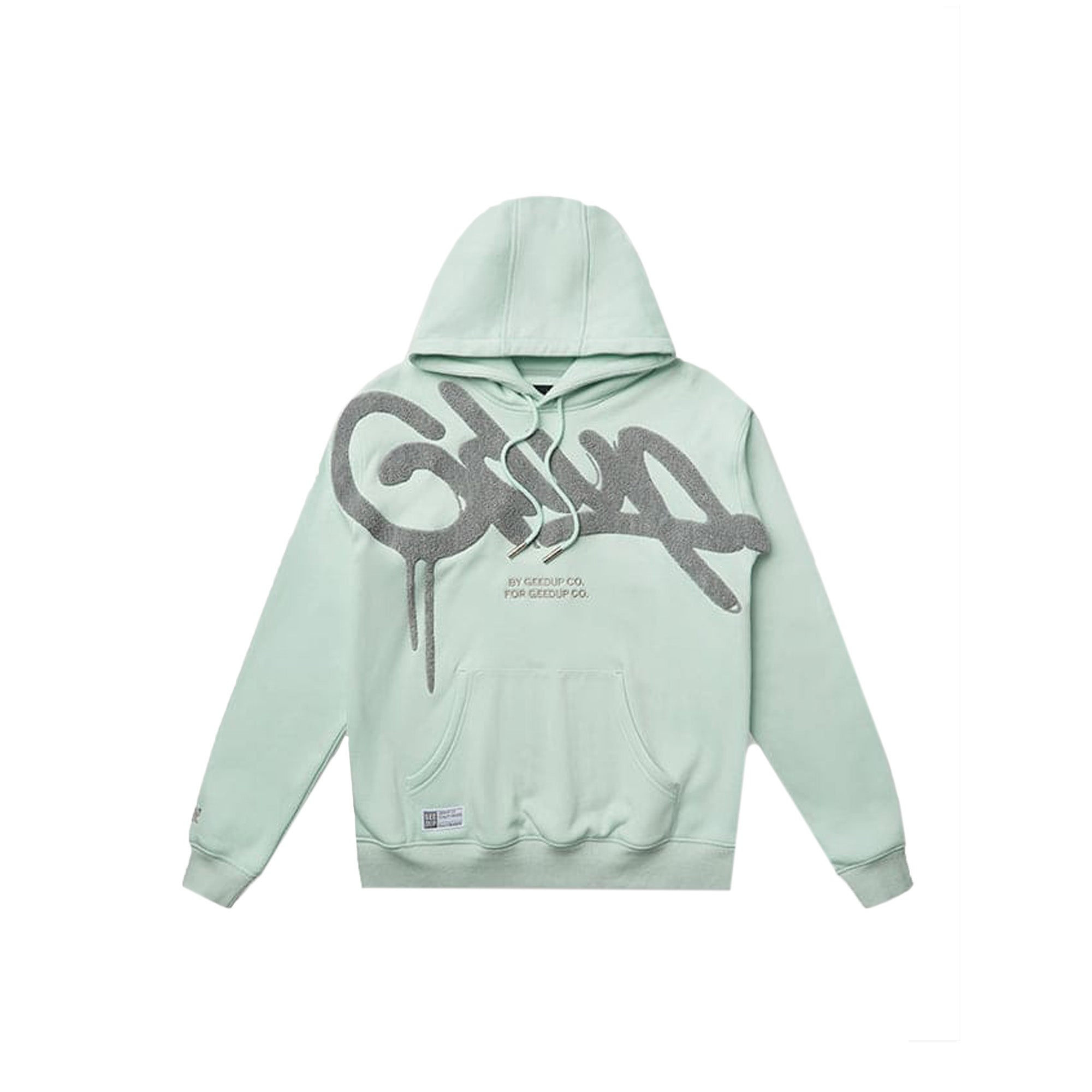 Geedup-Handstyle-Cropped-Hoodie-‘Teal-/–Grey’(2025)-front