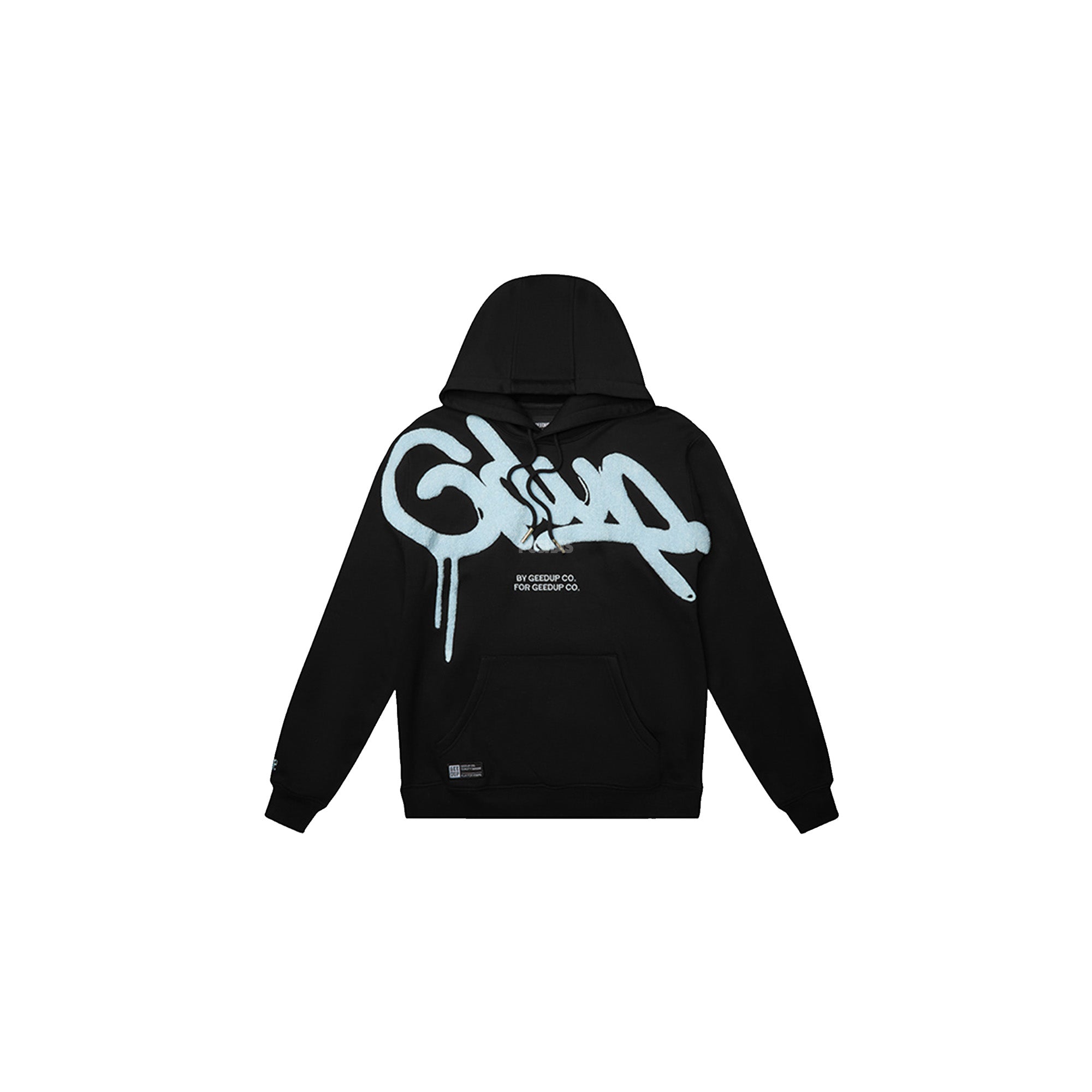 Geedup-Handstyle-Hoodie-Black-Baby-Blue-2024-front