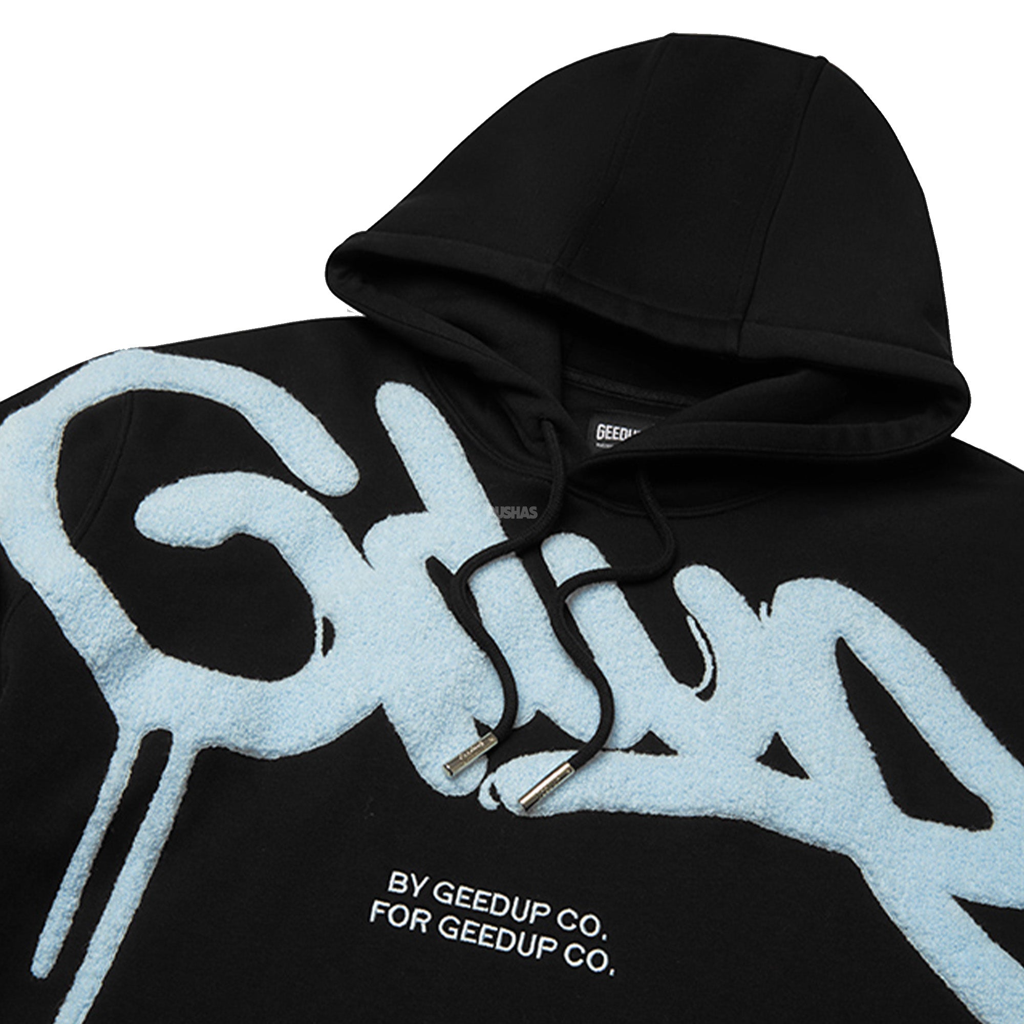 Geedup-Handstyle-Hoodie-Black-Baby-Blue-2024-logo