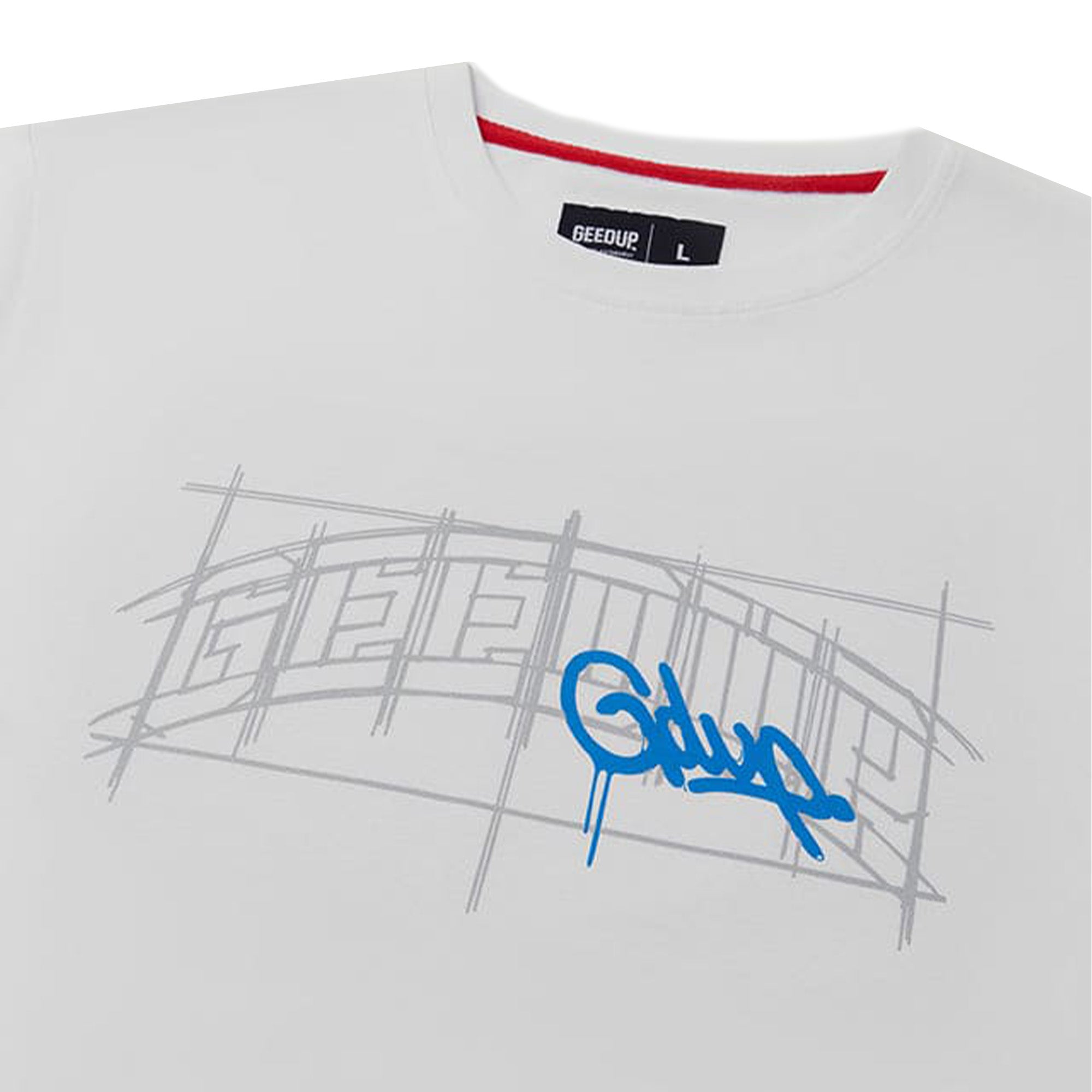 Geedup-Team-Logo-Sketch-T-Shirt-'White'-(2024)-front-close-up