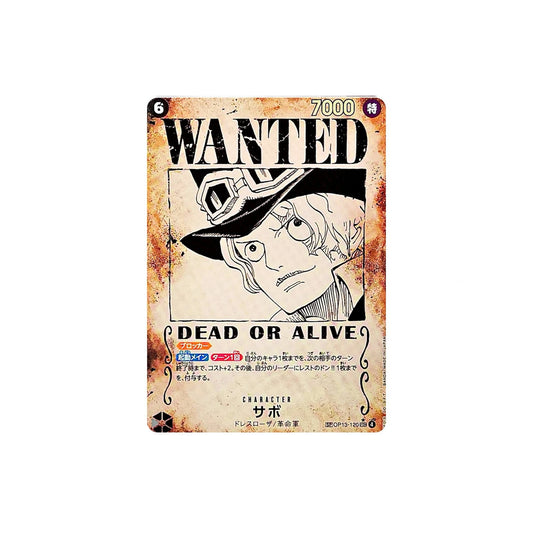 One Piece Card Game Japanese OP13-Carrying On His Will #OP13-120 Sabo SEC Wanted Poster Special (2025)