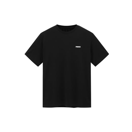 PUSHAS Embroidered Logo T-Shirt 'Black / White' (2024)