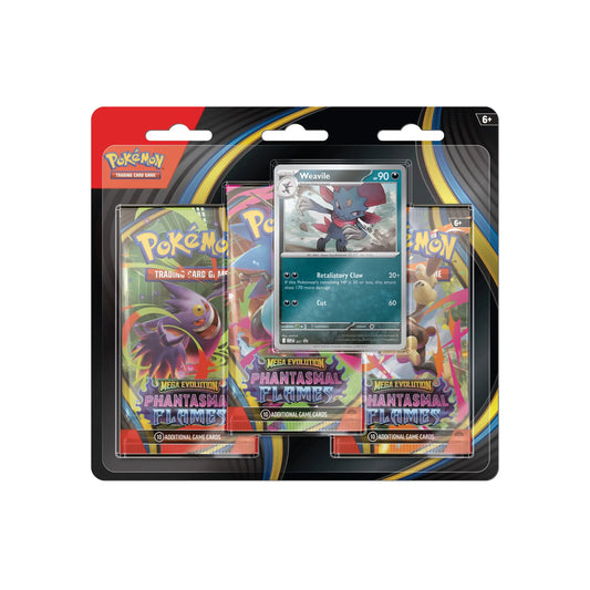 Pokémon TCG Mega Evolution Phantasmal Flames Weavile 3Pk Booster Blister