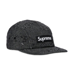 Supreme-Lasered-Denim-Camp-Cap-'Black'-(2024)-front-side