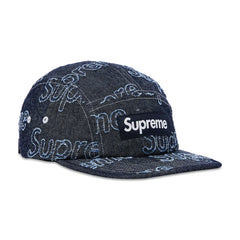 Supreme-Lasered-Denim-Camp-Cap-'Navy'-(2024)-front-side