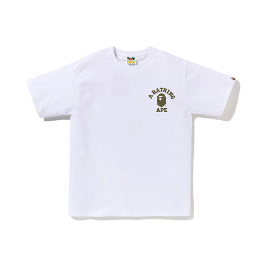 bape-1st Camo College Ats Tee - White-(Green)-1